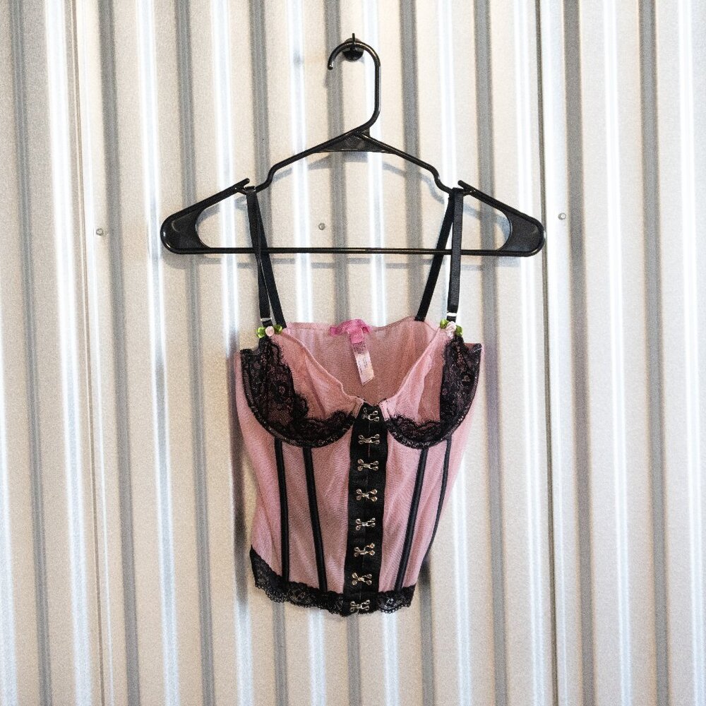 Sugar Thrillz mesh pink top (M)